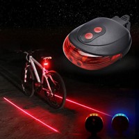 5-LED mit 2 Laser Fahrradlicht Lichtstrahl Rücklicht Fahrrad Lampe Beleuchtung