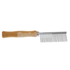 Pet Hair Flea Comb Stainless Steel Pin Dog Grooming Brush Wooden Grip Handle
