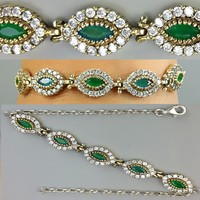 D604 104 Echt Silber 925 Damen Armband Smaragd, Zirkonia 18,8 cm