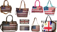 USA UK Flagge Damentasche Weekend Tasche Geldbeutel Handtasche retro Schal Loop