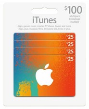 Canadian iTunes Cards 4X$25 $100 total value FAST Delivery!!