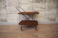 50er 60er Jahre Teak Servierwagen, Beistelltisch, Tisch, String 