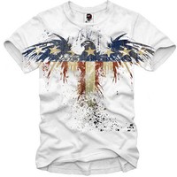 E1SYNDICATE T SHIRT AMERIKA FLAGGE USA EAGLE ADLER AMERICAN FLAG VINTAGE