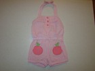 Toddler Girls Gymboree Preppy Peach Pink Stripe Seersucker Halter Romper 2T