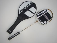 @ Babolat Badmintonschläger Speeder Weiß - Gold  Wunschbesaitung NEU inkl. Hülle
