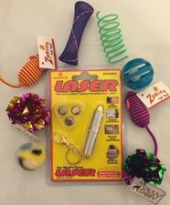 Sampler Of Cat Toys: Laser Pointer Boinks Zainies Savvy-Tabby Paws Pet Inc. Spot