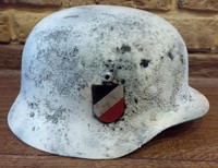 M35 STAHLHELM GERMAN HELMET EAST OST FRONT WEISS WHITE WH CAMO TARN HELM-FABRIK