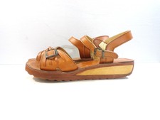 Vtg 70s Rapallo Brown Faux Leather Wedge Comfort Walking Shoes Sandals Women 9