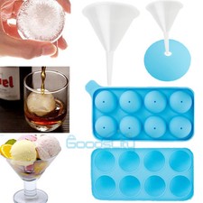 Round Ice Balls Maker Tray 8 Sphere Mold Cube Whiskey Cocktails Soap Mold