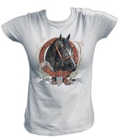 Damen T-Shirt Pferde Pferd Westernreiten US Horse Spirit Pony USA Sattel 10297