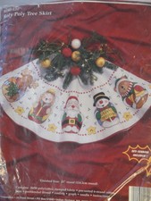 JANLYNN ROLY POLY TREE SKIRT -  STAMPED CROSS STITCH - RARE!