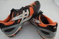 Stark gebraucht# Riss linken schuh# Asics Gel Resolution 5 schwarz/orange 96