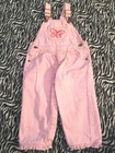 OshKosh Pink White Stripe Butterfly Overalls Pants Clothes Baby Girls sz 18 mo