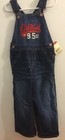 Oshkosh B'Gosh Dark Blue Denim Jean Overalls Red White Applique Sz 4T 4 Toddler