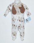 Messages from the Heart Infant Boys One (1) Piece Footed Romper & Bib Tan 0-3M