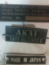 Vtg Akai Cross Field M-8 Roberts 770X Reel to Reel Tape Recorder Parts Id Plates