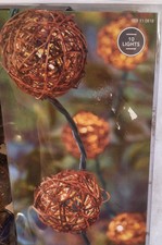 10 BROWN VINE WICKER BALL STRING LIGHTS WEDDING RV PARTY PATIO IN/OUTDOOR