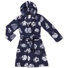New boys KOMAR KIDS Fleece ROBE FLAME RESISTANT Hood Navy Blue Sports - XS 5-6