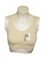 Sport BH Bustier Bra Nahtlos mit Polster Softeinlage beige natur  Gr: S / M