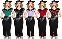 New Rockabilly Retro Vintage Style 40's 50's Pin Up Wiggle Pencil Bow Tea Dress