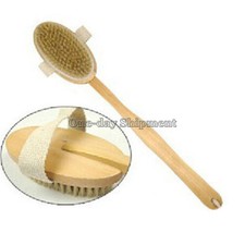 Natural Wood Bristle Spa Bath Shower Body Brush Long Handle Back Scrub Massage