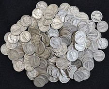 Lot of 10 Silver Mercury Dimes $1.00 Face 1920's - 1940's
