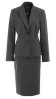 PLANET Luxus-Designer Damen Grau Gewoben Elegant Arbeit Büro Anzug Jacke/Rock