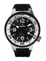 POSEIDON Herren-Armbanduhr XL Slim Analog Silikon UP00384 Schwarz UVP 119,- €
