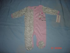 BABYWORKS  BABY GIRLS SIZE 3/6M PINK ZEBRA SNAP-UP FOOTED SLEEPER NWT