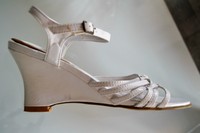 FANCY Damen Riemchen Sandalen Sommerschuhe Party Weis 37