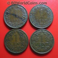 Lot Of (4) Netherlands 1 Cent: 1901+1905+1915+1929 Collectable World Coins 19mm