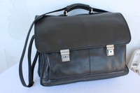 Vintage XXL  Aktentasche Leder Schwarz Schultertasche Umhängetasche Business Bag