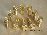  vergoldet  Felgen-Radbolzen Radschrauben Schrauben M14x1,5x33_BBS,OZ,RH  gold 