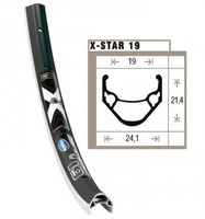 Rigida 24" Felge X-Star 19 schwarz 36 Loch