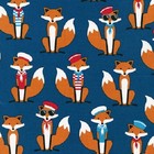 Robert Kaufman Cotton Fabric.Fabulous Foxes. Nautical.Fox.Sailor.Navy. By the FQ