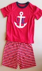 Toddler Boys LANDS END Pajama Set Anchor & Stripes Red 3T Shorts Sleepwear