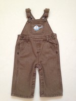VGUC Crazy 8 Brown Boys Helicopter Denim Overalls 6/12 Mos
