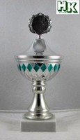 1 Pokal, Pokale, Wanderpokal  33,9 cm silber / grün inkl. Gravur und Emblem