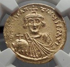 CONSTANS II Pagonatos 641AD Gold Solidus Byzantine NGC Certified MS Coin i58165