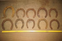 10 alte, rostige Hufeisen, Glücksbringer, Pferd, zum Basteln 12 - 17 cm