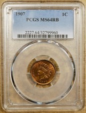 1907 S-7 Pcgs Ms64 Rb Indian Head Cent - Repunched Date