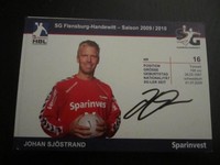 18679 Johan Sjöstrand SG Flensburg Handball original signierte Autogrammkarte