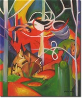 Rehe im Walde I - Ein handgemaltes Ölbild nach Marc in 50x60cm