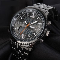 LED Herren Uhr Armbanduhr Schwarz Edelstahl Quarzuhr Wasserdicht Sportuhr DE