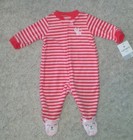 NWT Carter's Infant Girls 3 / 6 MONTHS Long Sleeve Footed Sleeper KITTY CAT Pink