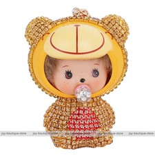 Monchichi bearl rhinestone crystal key chain fashion doll bag ring pendant charm