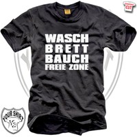 WASCHBRETTBAUCH FREIE ZONE   T-Shirt S-3XL spaß lustig nerd