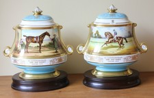 Aynsley Hand Painted Horse Racing Vases 200th Epsom Oaks 1978 Derby 1979. J Shaw