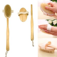 BATH BRUSH LONG HANDLE REACH BACK BODY SHOWER BRISTLE SPA SCRUBBER BATHROOM