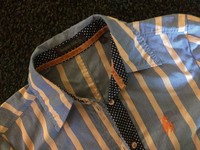 Jacques Britt  Bluse, Gr. 36, Baumwolle Blau Orange Apricot Tailliert